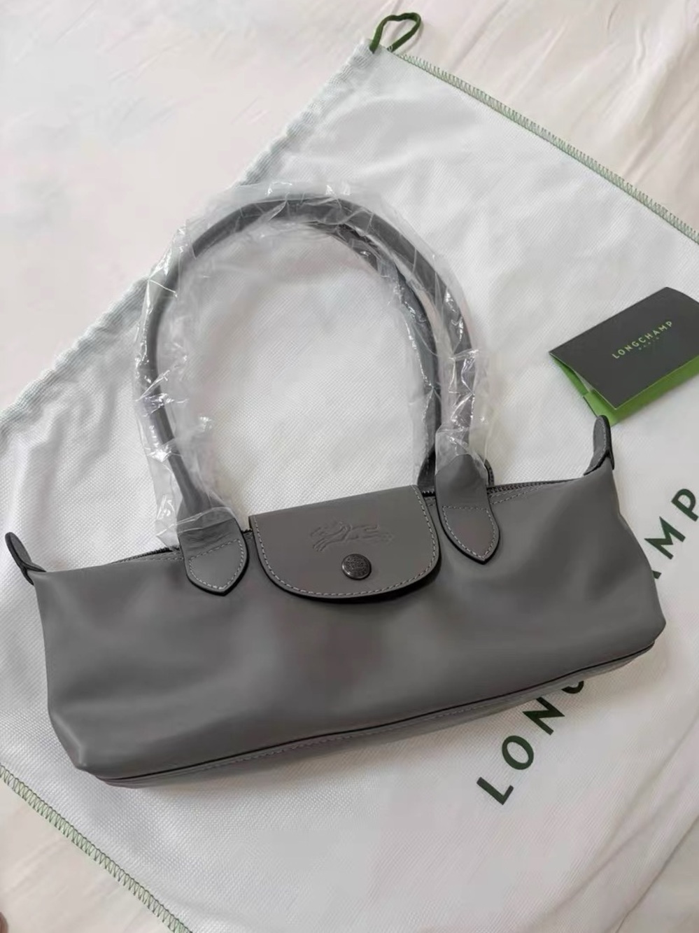 Longchamp Leather Gray Shoulder Bag